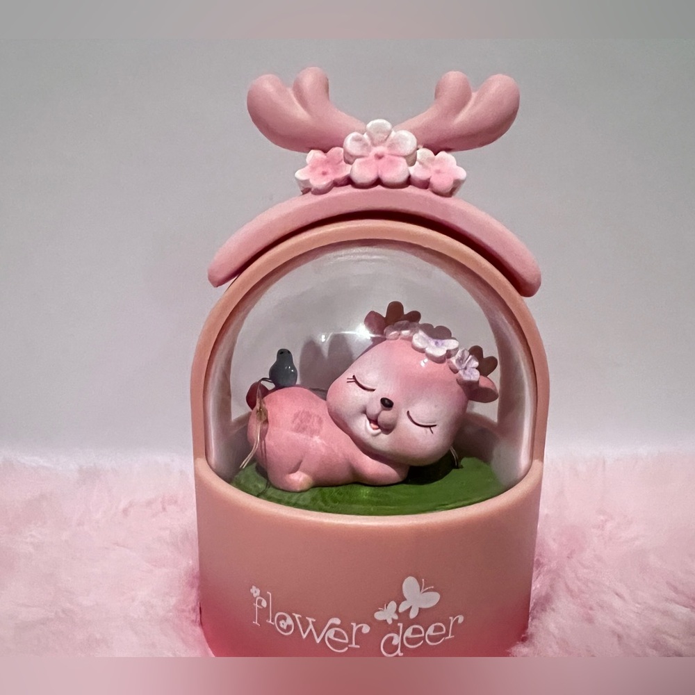 ❤️❤️Pink Flower Deer Figurine and night light
